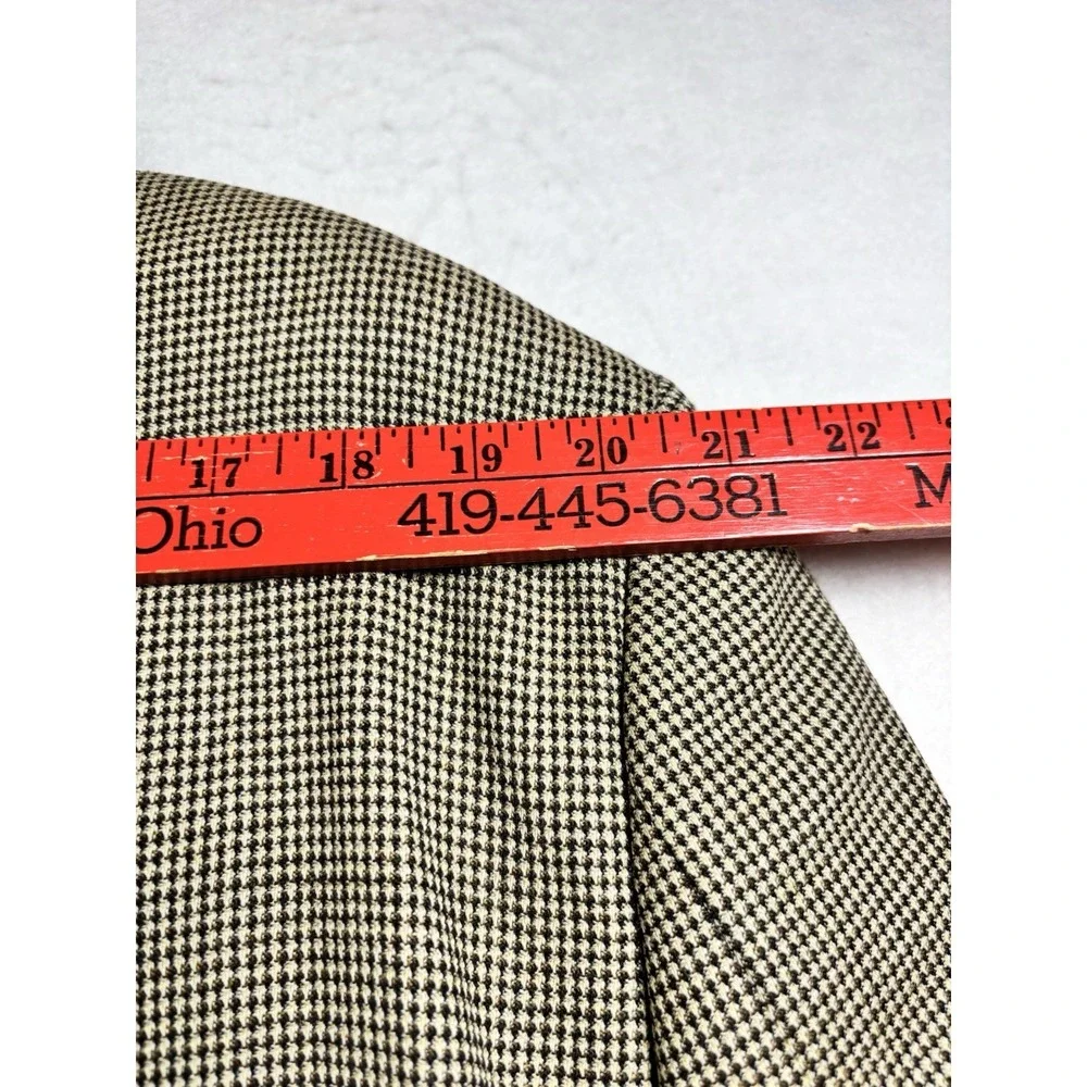 Andrew Fezza Blazer Mens 48L‎ Tan Wool Houndstooth Sport Coat Jacket Old Money